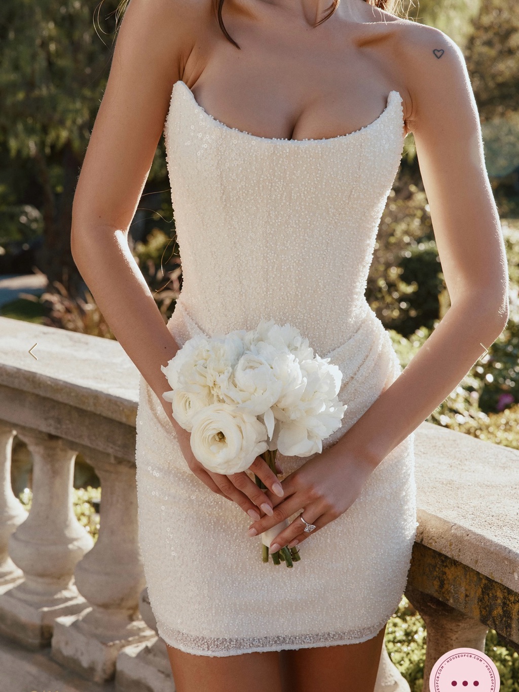 House Of Cb Ivory Beaded Strapless Mini Dress